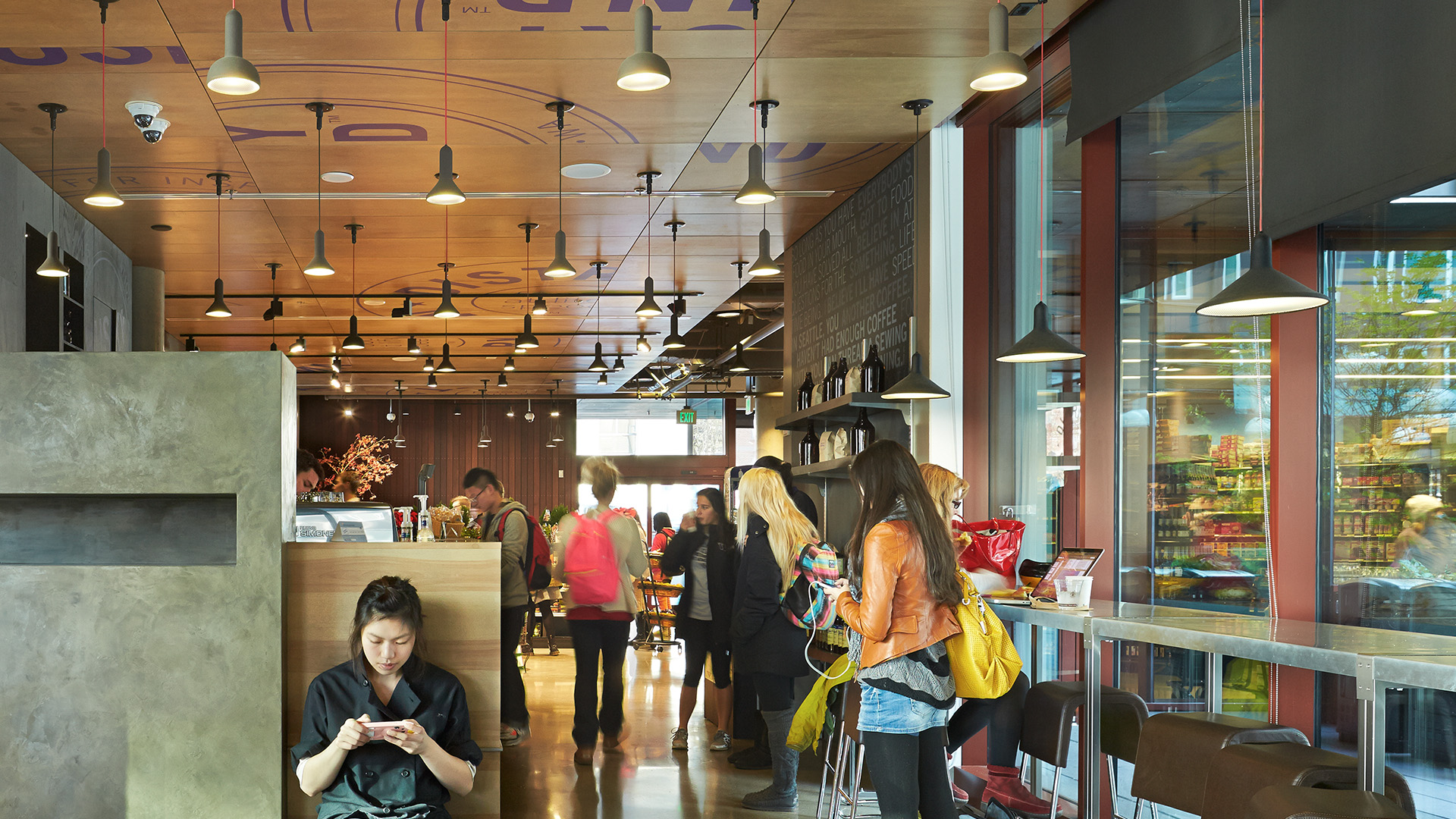 Line of students waiting to order at Husky Grind Cafe.