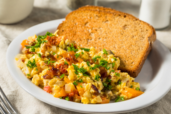 breakfast scramble with toast