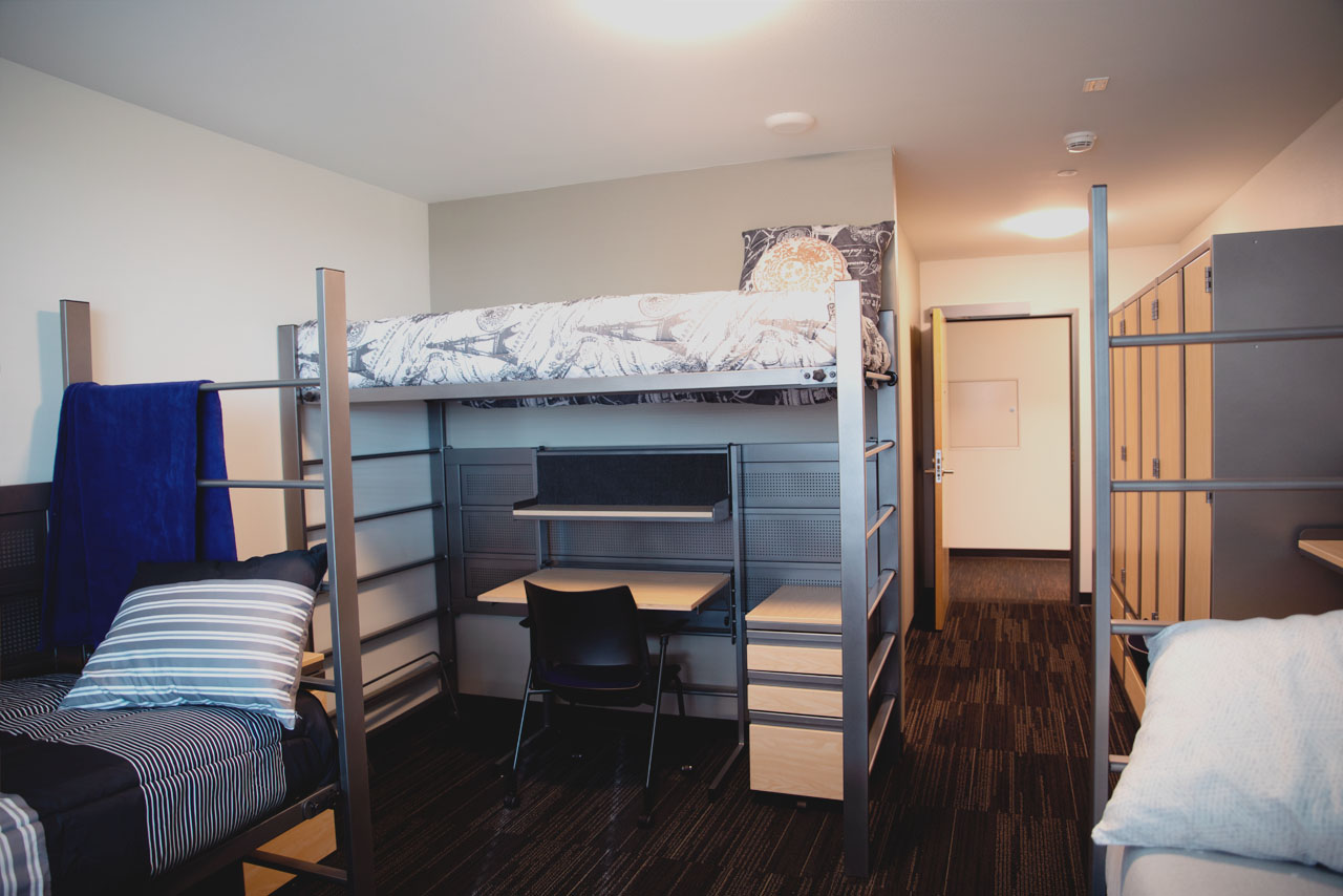 Bunk beds in McCarty Hall tripe room 