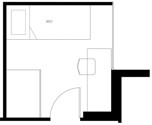 Image of Single room, semi-private bath