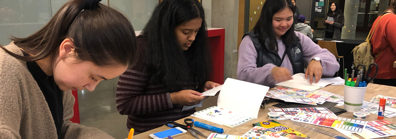 Making stickers with Res Life.