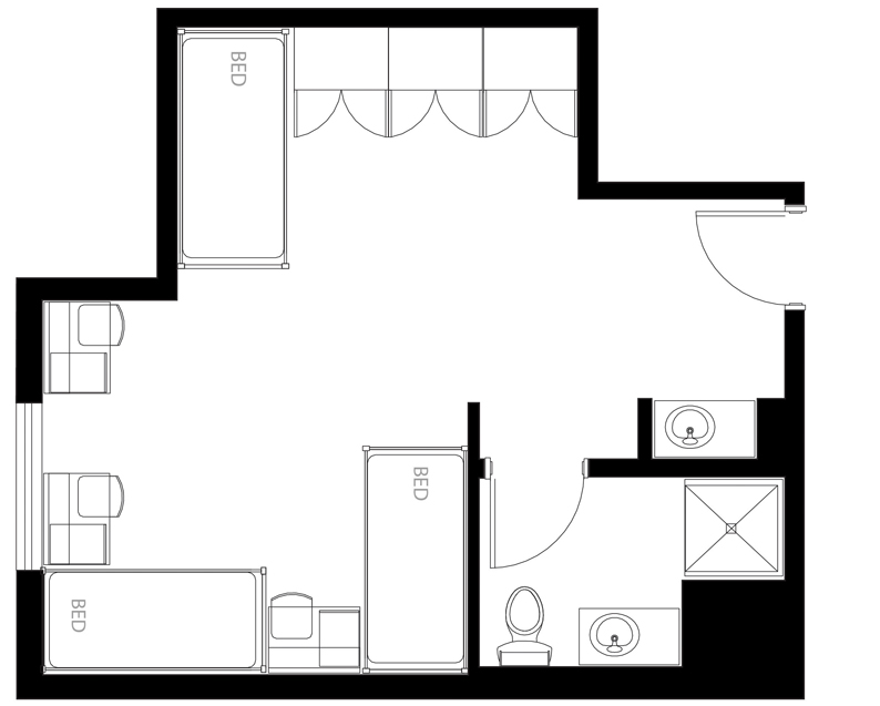 Image of Three-person suite, private bath