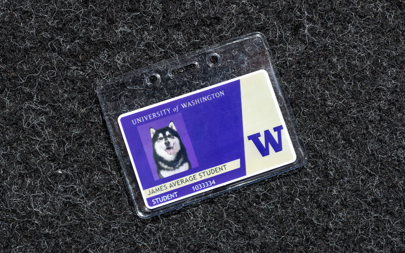 A clear plastic sleeve that holds the Husky Card and can be attached to a lanyard or badge reel. 