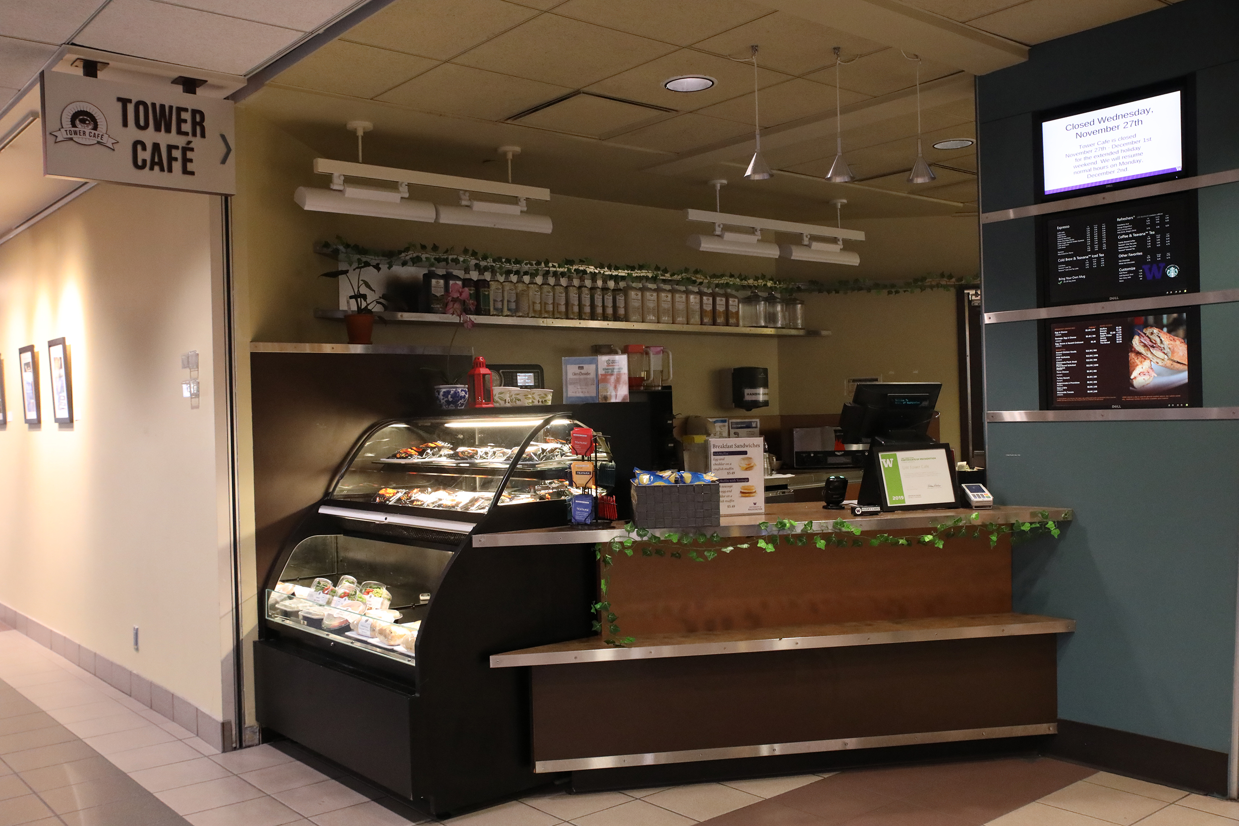 The Tower Cafe order counter at UW Tower